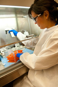 woman in lab